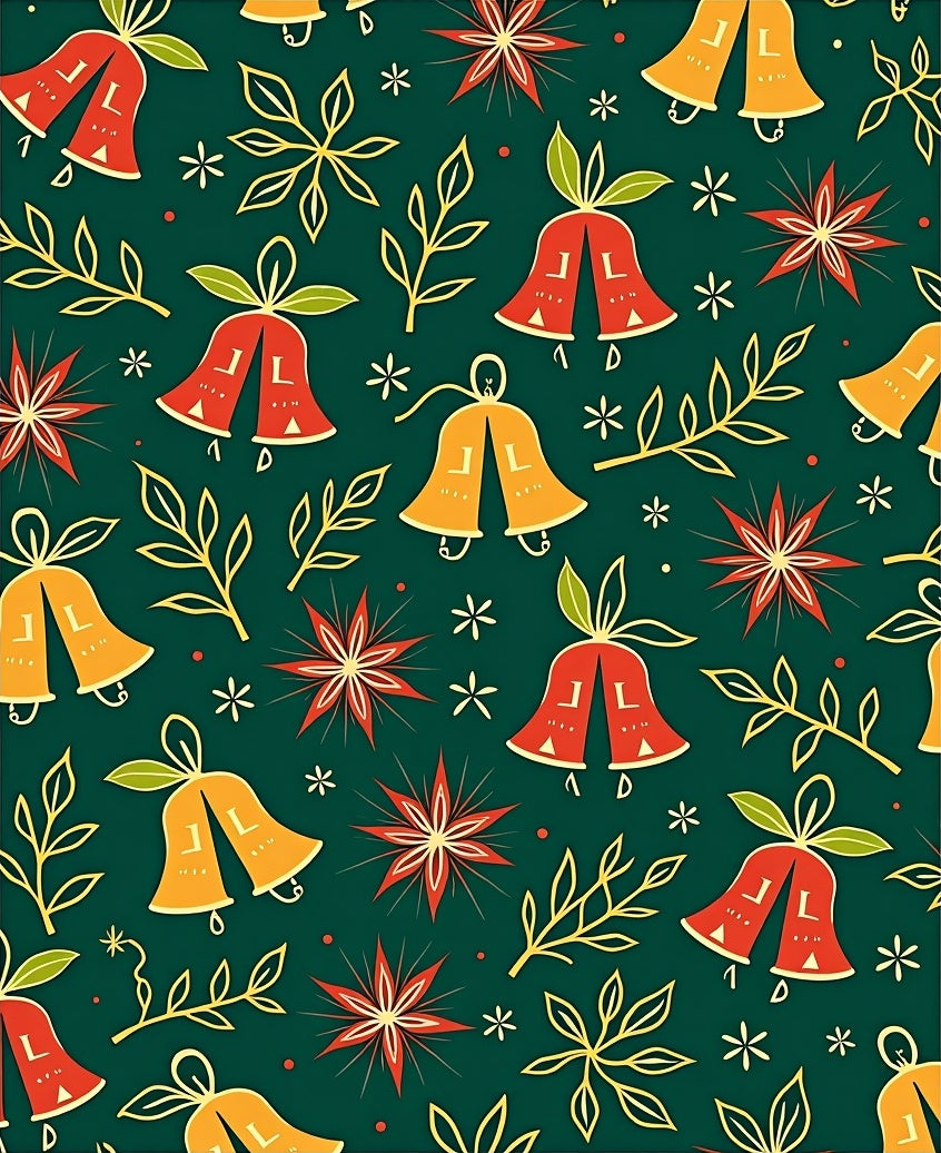 Festive Red Orange Bell Garland Rug