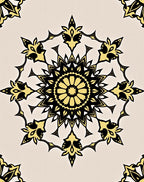 Golden Black Radial Starburst Medallion Rug