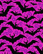 Vibrant Pink Bat Swirls Black Rug