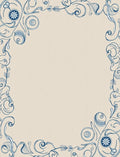 Blue Floral Swirl Border Rug