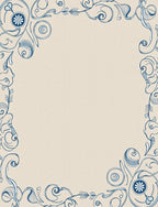 Blue Floral Swirl Border Rug