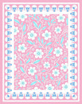 Pink Floral Garden Border Rug