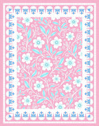 Pink Floral Garden Border Rug