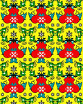 Rococo Red Floral Yellow Scroll Rug