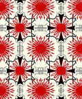 Bold Red Sunburst Geometric Arrangement Rug