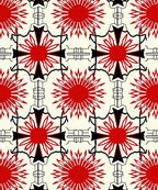 Bold Red Sunburst Geometric Arrangement Rug
