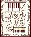 Crimson Musical Keys Scrollwork Rug