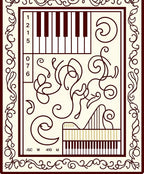 Crimson Musical Keys Scrollwork Rug