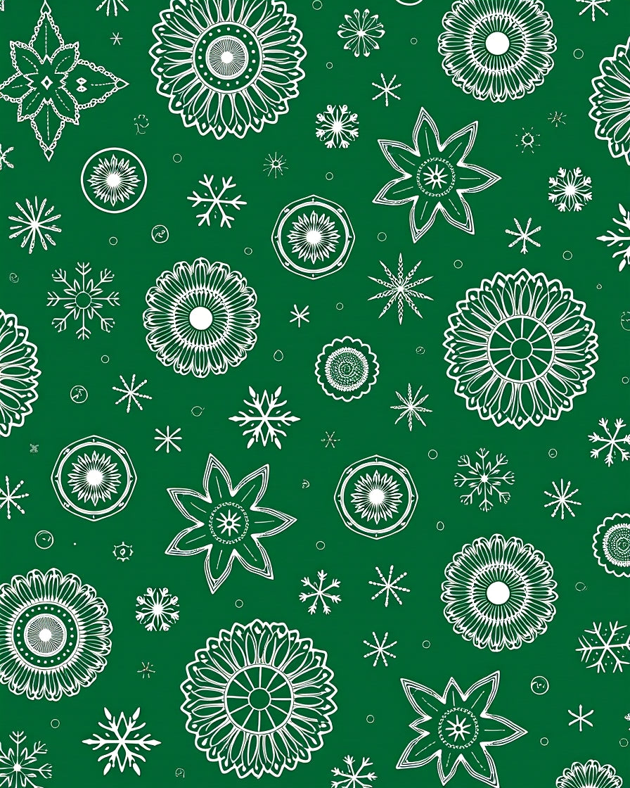 White Snowflake and Floral Medallion Arrangement Rug