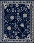 Navy White Celestial Orb Medallion Rug