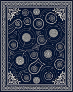 Navy White Celestial Orb Medallion Rug