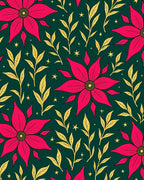 Vibrant Fuchsia Floral Leafy Branches Rug