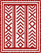 Crimson Red Geometric Staircase Rug