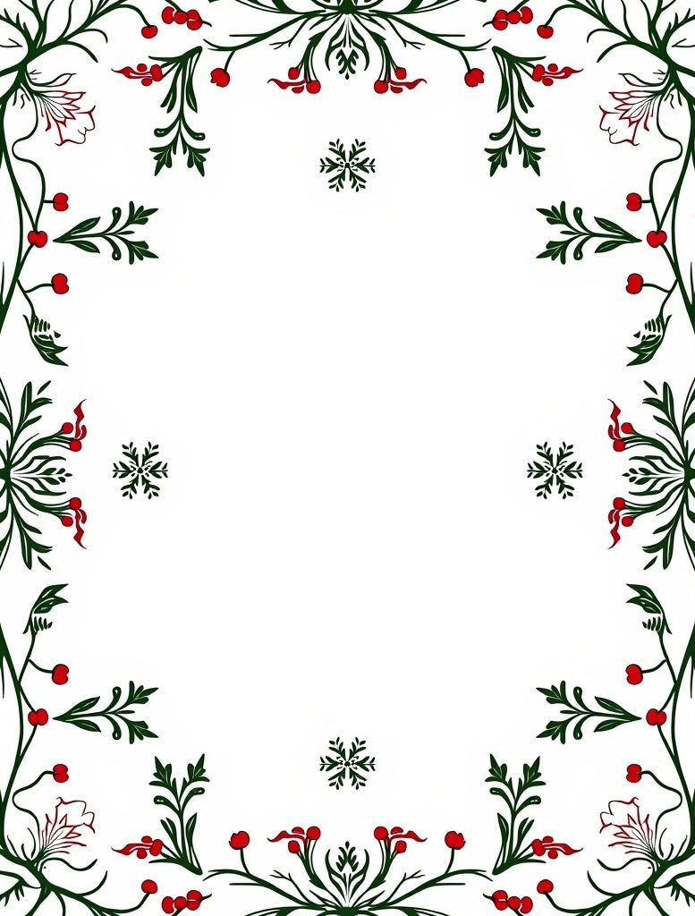 Festive Holly Berry Snowflake Border Rug