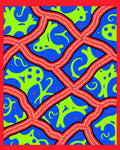 Vibrant Blue Abstract Organic Forms Rug