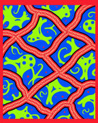Vibrant Blue Abstract Organic Forms Rug