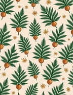 Golden Orb Palm Frond Medallion Rug