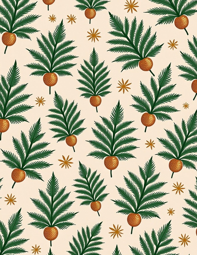 Golden Orb Palm Frond Medallion Rug