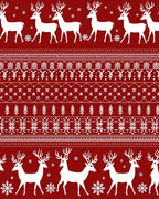 Crimson Reindeer Snowflake Winter Geometric Rug