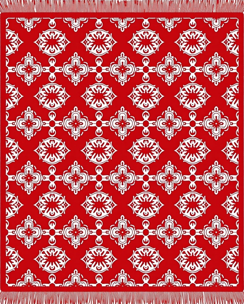 Bold Red Ornamental Medallion Rug