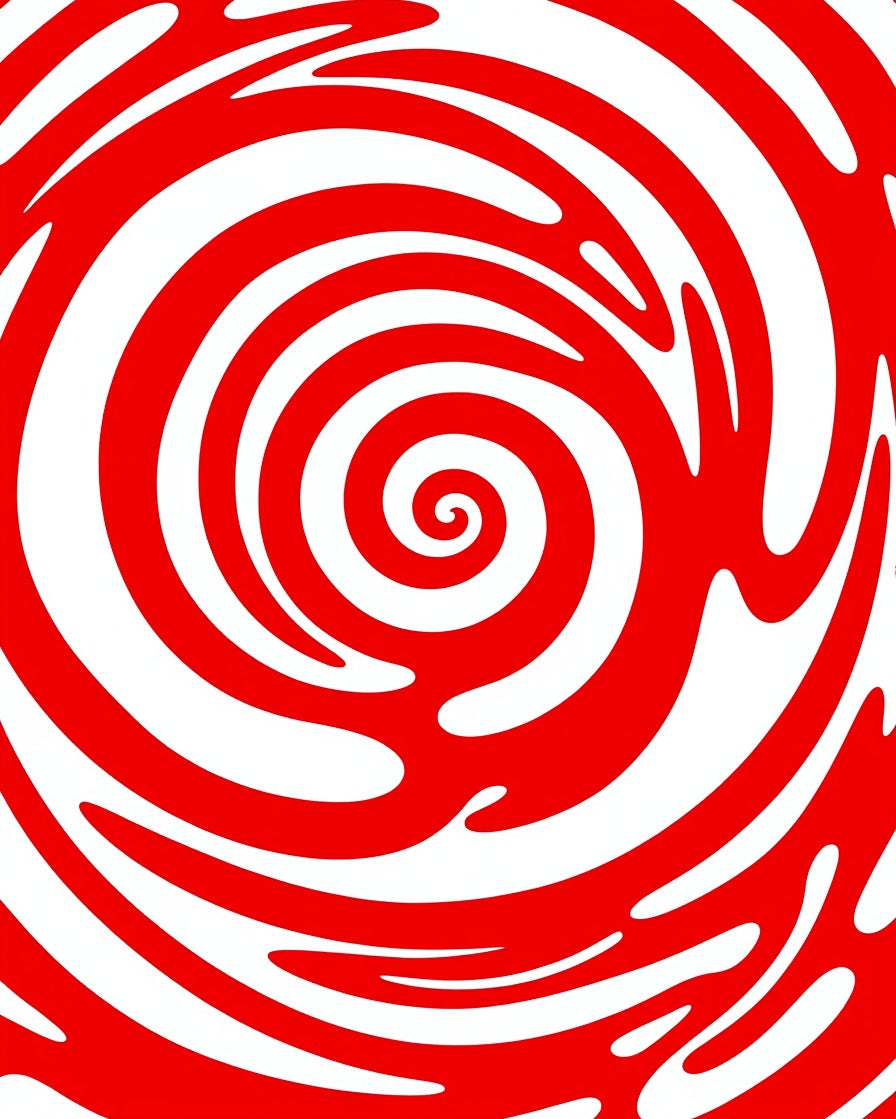 Crimson White Swirl Abstract Rug
