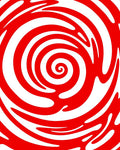 Crimson White Swirl Abstract Rug