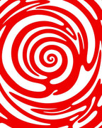 Crimson White Swirl Abstract Rug