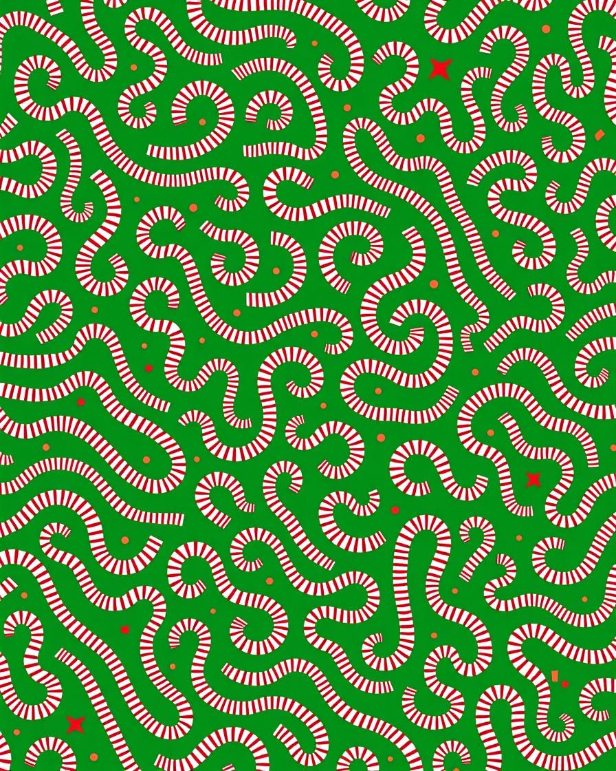 Whimsical Red Candy Cane Swirl Rug