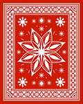 Vibrant Red White Snowflake Medallion Rug