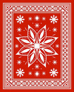 Vibrant Red White Snowflake Medallion Rug