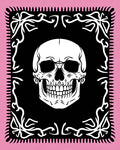 Pink White Skull Black Ornate Frame Rug