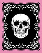 Pink White Skull Black Ornate Frame Rug