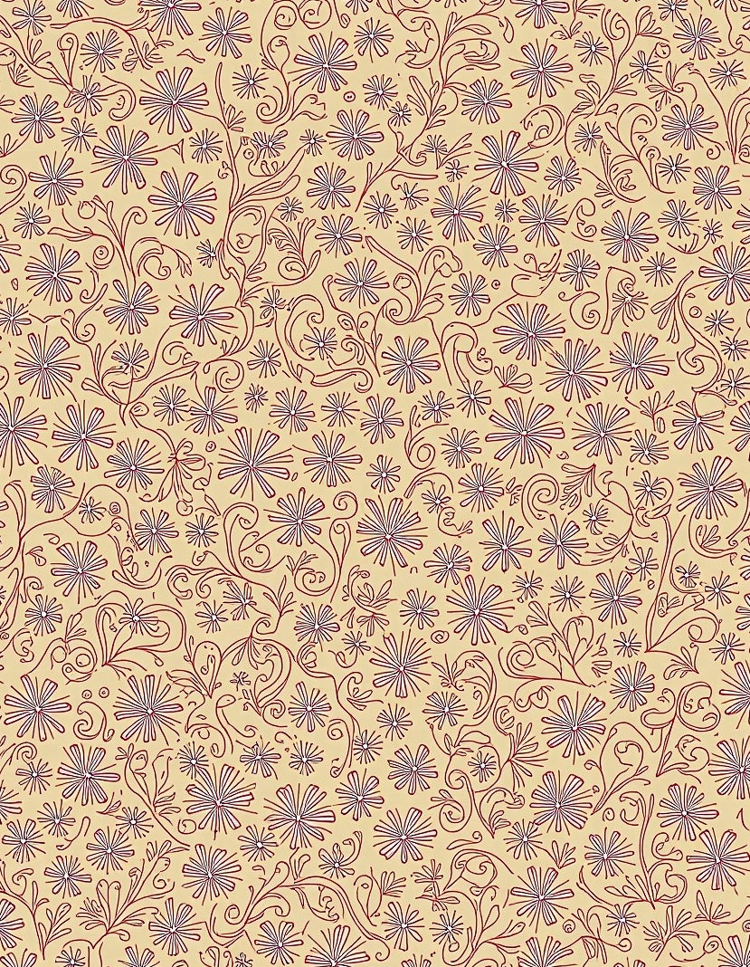 Cream Floral Vine Scatter Rug