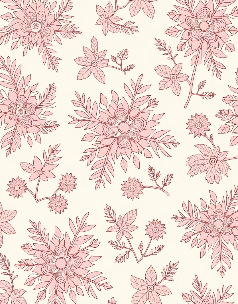 Pink Floral Arrangement On Cream Background Rug
