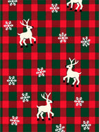 Red Green Buffalo Plaid Reindeer Snowflakes Rug