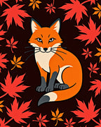 Autumn Fox Red Maple Leaf Rug