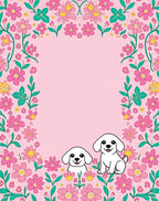 Whimsical Pink Floral Puppy Medley Rug