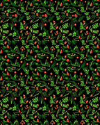 Earthy Green Berry Foliage Tapestry Rug