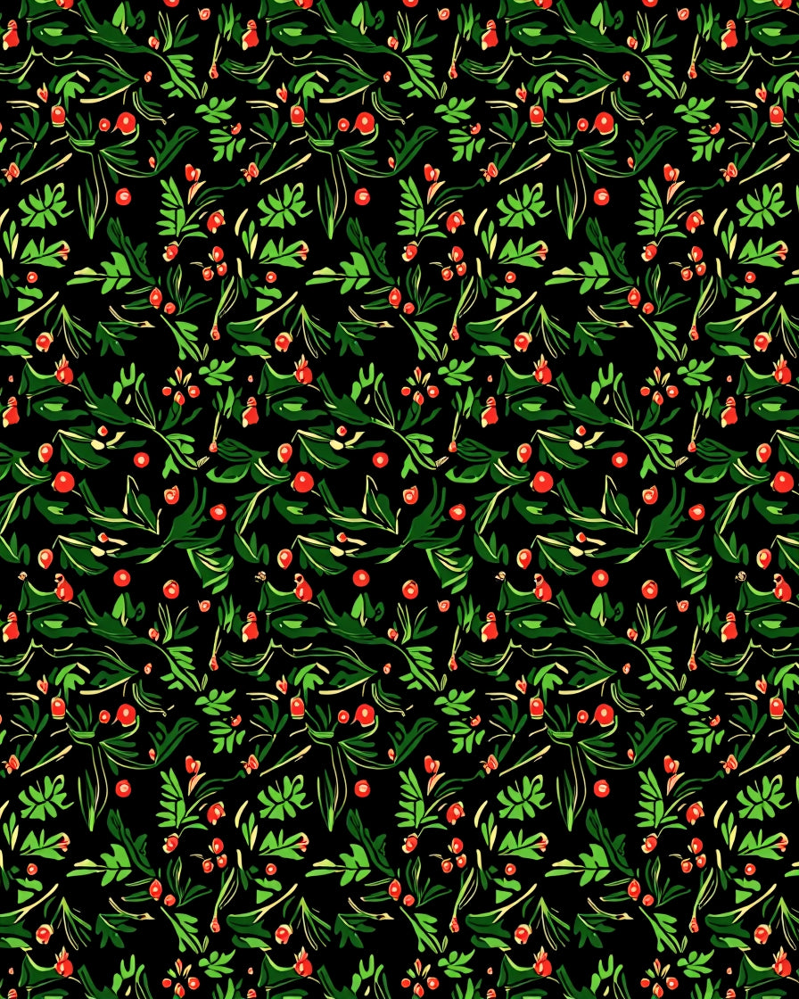 Earthy Green Berry Foliage Tapestry Rug