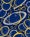 Cosmic Gold and Blue Planet Rings Rug