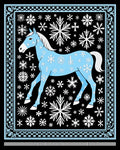 Sky Blue Horse Snowflake Winter Scene Rug