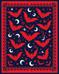 Crimson Bat Moon Star Night Rug