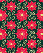 Crimson Flower Swirl Green Background Rug
