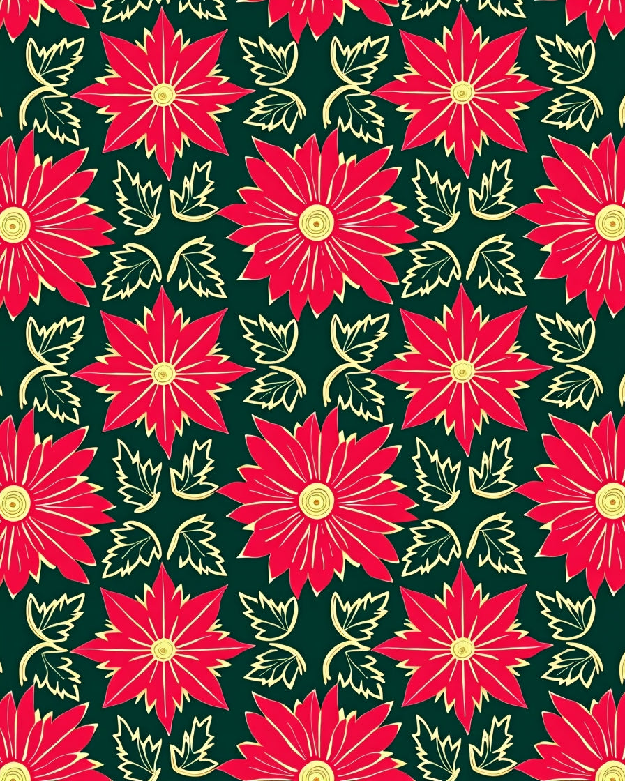 Crimson Flower Swirl Green Background Rug