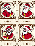 Festive Santa Claus Portraits with Stars Rug