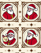 Festive Santa Claus Portraits with Stars Rug