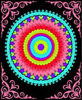 Vivid Rainbow Floral Mandala Corners Rug
