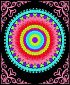 Vivid Rainbow Floral Mandala Corners Rug