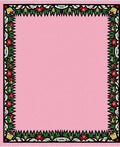 Pink Floral Christmas Border Rug