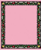 Pink Floral Christmas Border Rug